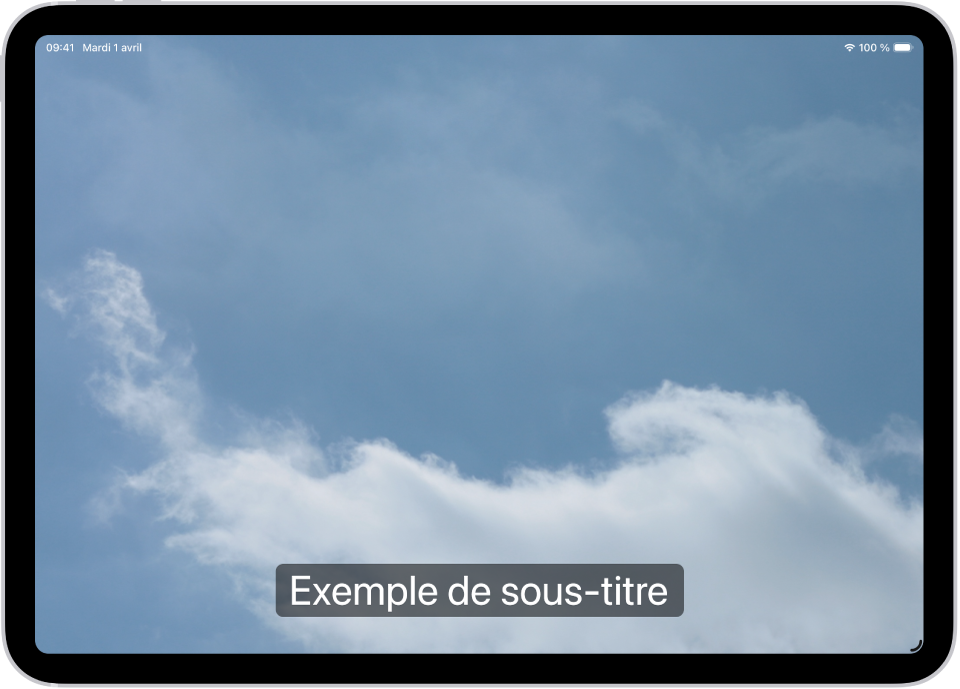 Un iPad avec un exemple de sous-titres dont le style est personnalisé.