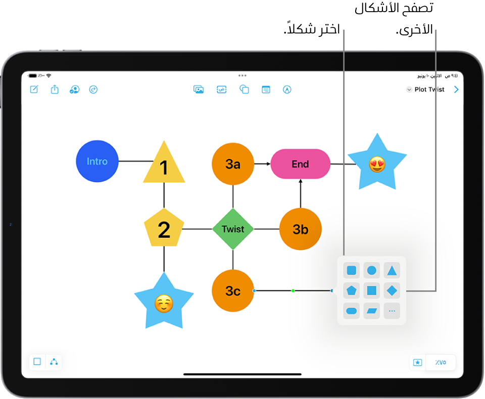 رسم تخطيطي يظهر به شكل جديد تتم إضافته.