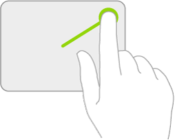 Ilustrasi yang menyimbolkan gerakan pada trackpad untuk membuka Pusat Kontrol.