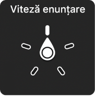 Controlul rotor cu discul îndreptat către configurarea Viteză enunțare.