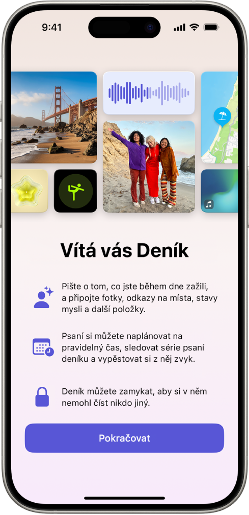 Úvodní obrazovka aplikace Deník