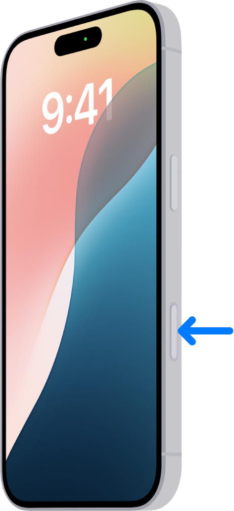 Nool osutab Camera Controli asukohale iPhone’i küljel.