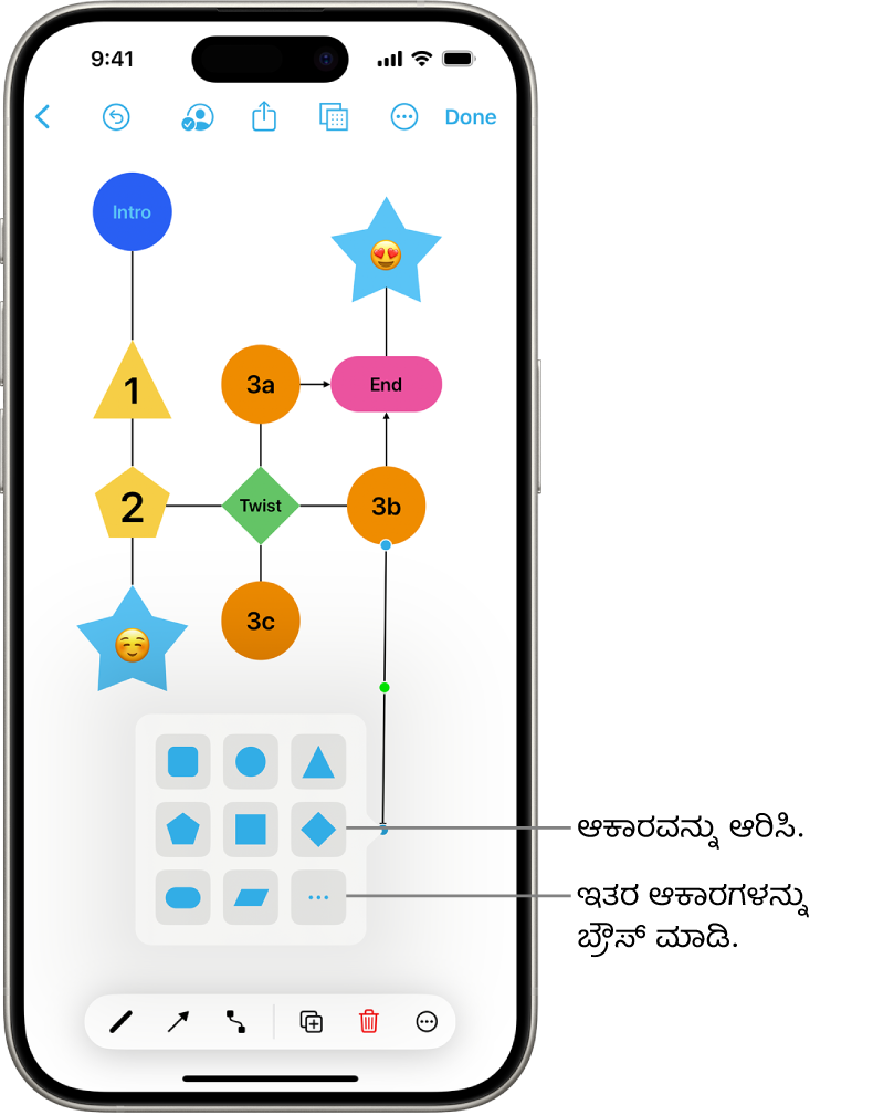 ಹೊಸ ಆಕಾರವನ್ನು ಸೇರಿಸುತ್ತಿರುವುದರ ರೇಖಾಚಿತ್ರ.