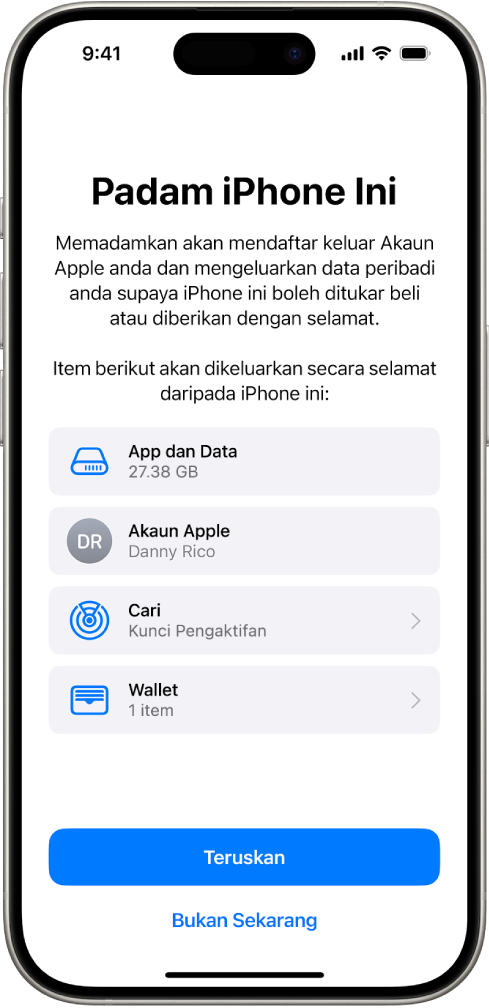Skrin Padam iPhone ini.