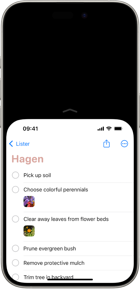 iPhone-skjermen med Rask tilgang aktivert. Toppen av skjermen er flyttet ned, slik at du får tilgang med tommelen din.