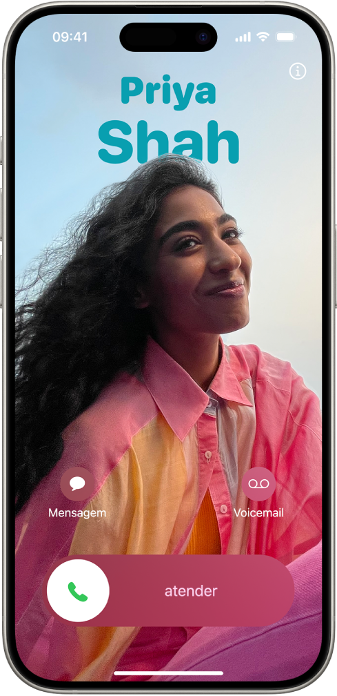 Tela de ligação no iPhone com um Pôster de Contato exclusivo.