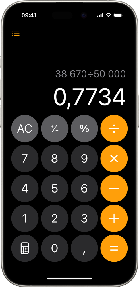 A calculadora básica no iPhone.