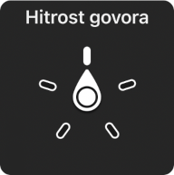 Rotor, ki kaže na nastavitev Hitrost govora.