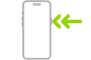 Ілюстрація iPhone із двома стрілками, які вказують на подвійне натискання бічної кнопки, у верхньому правому куті.