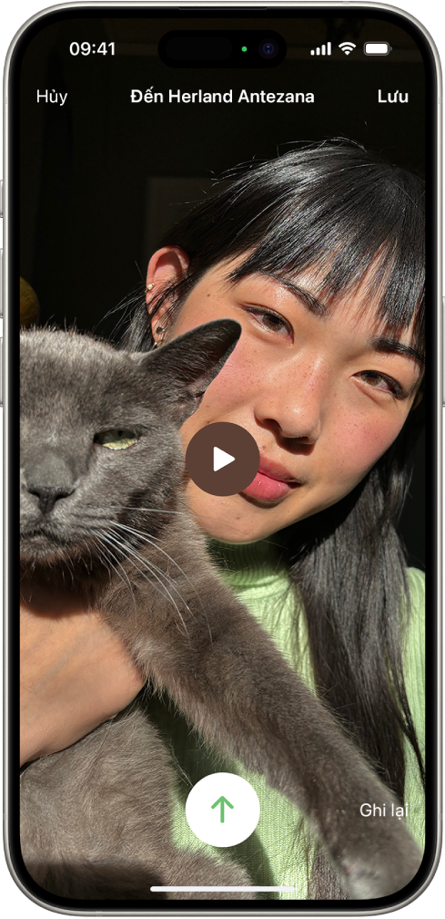 Màn hình để gửi tin nhắn video đã quay của bạn cho người đã bỏ lỡ cuộc gọi của bạn.