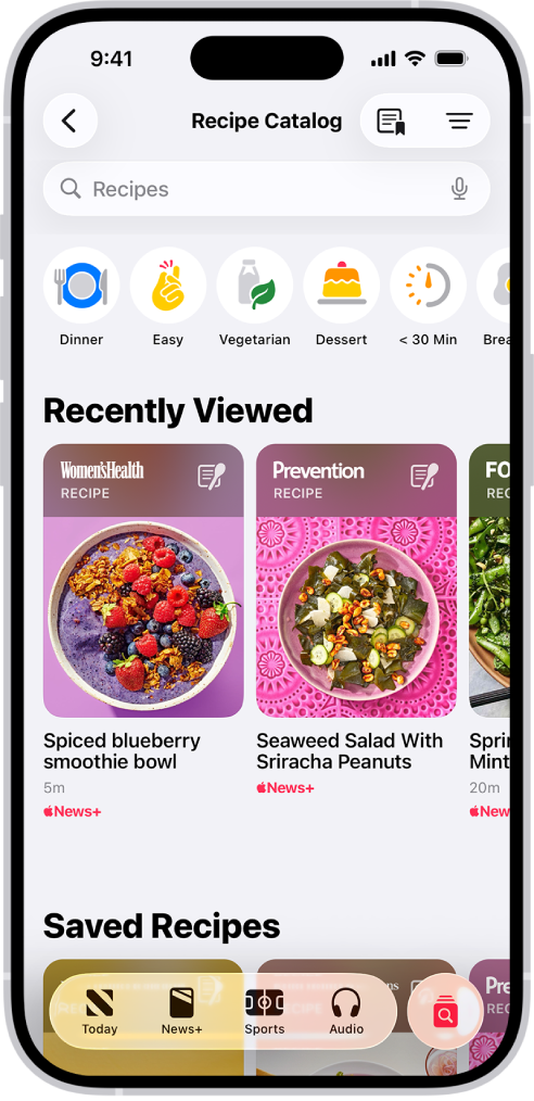 The Recipe Catalog in Apple News+.