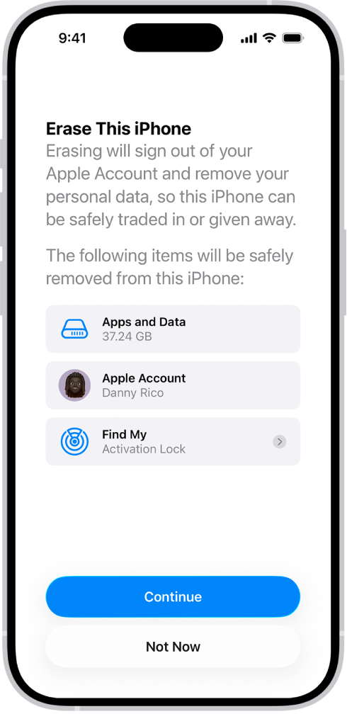 The Erase This iPhone screen.