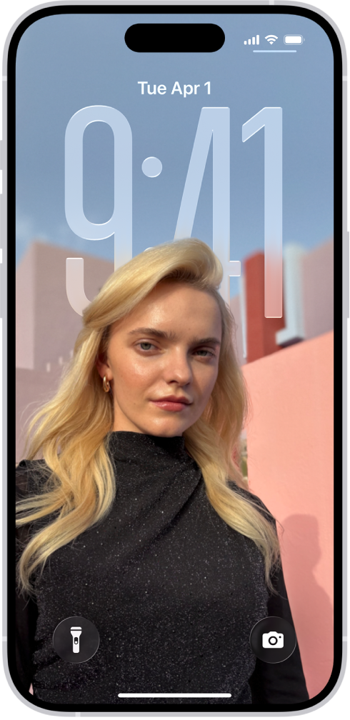 iPhone’i kohandatud Lock Screen-kuva.