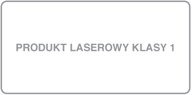 Etykieta z napisem „Produkt laserowy klasy 1”.