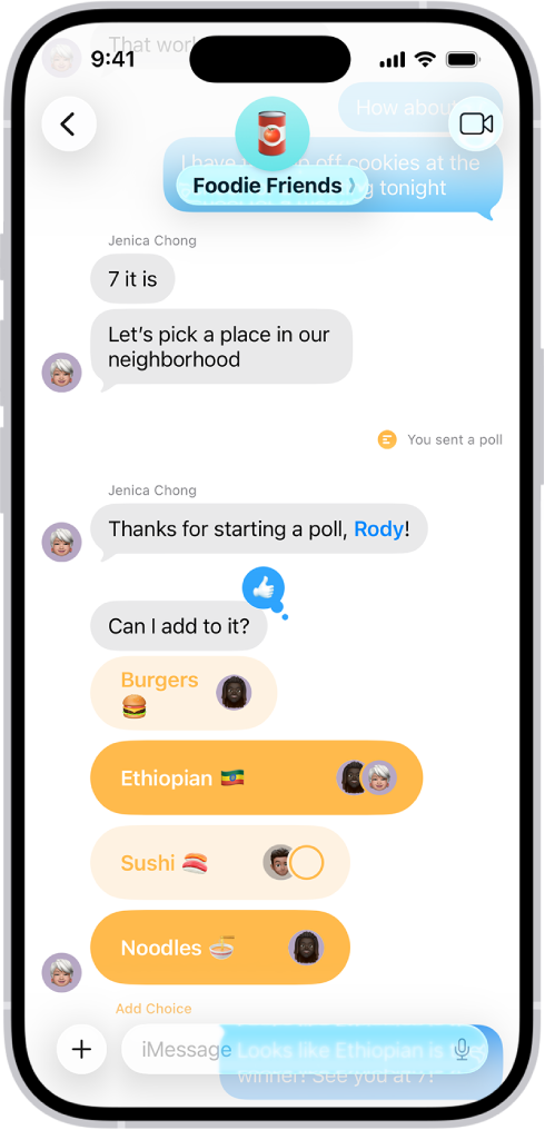 Анкета у апликацији Messages.