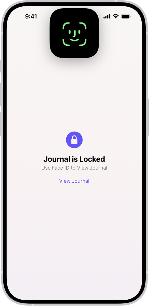 หน้าจอในแอปบันทึกที่แจ้งให้คุณใช้ Face ID เพื่อปลดล็อคบันทึกของคุณ