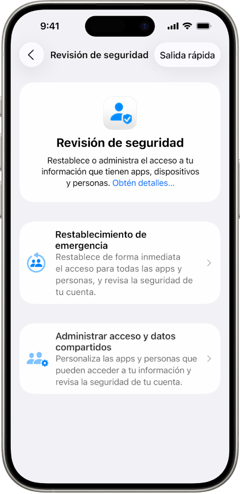 Un iPhone mostrando la pantalla de la revisión de seguridad.