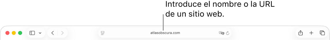 El campo de búsqueda inteligente, en el centro de la barra de herramientas de Safari.