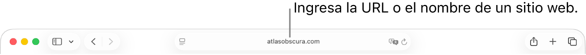 El campo de búsqueda inteligente, ubicado en el centro de la barra de herramientas de Safari.
