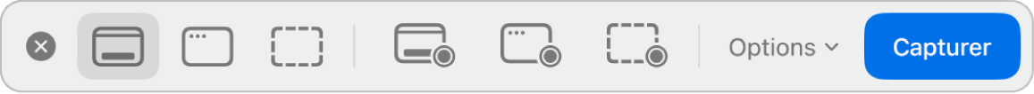 La sous-fenêtre d’outils de l’app Capture d’écran.