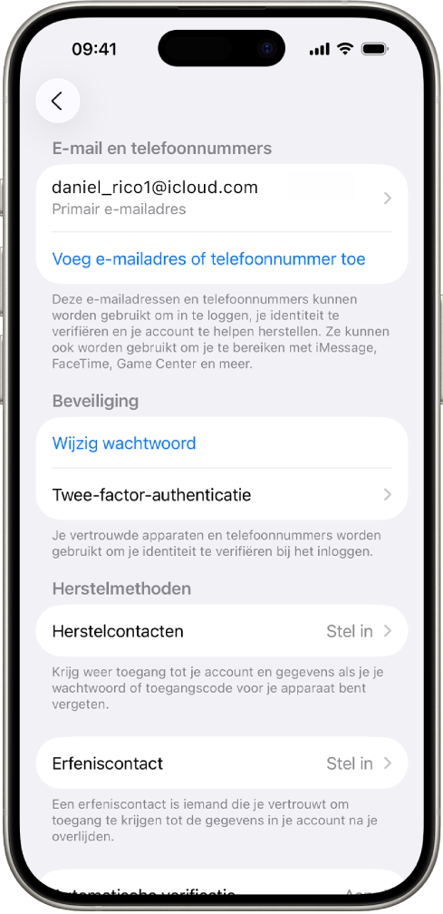 Een iPhone-scherm waarop twee-factor-authenticatie is uitgeschakeld.