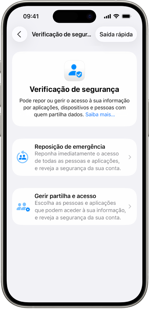Um iPhone a mostrar o ecrã “Verificação de segurança”.