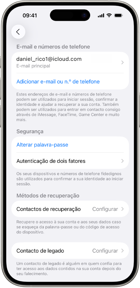 O ecrã de um iPhone mostra a autenticação de dois fatores desativada.