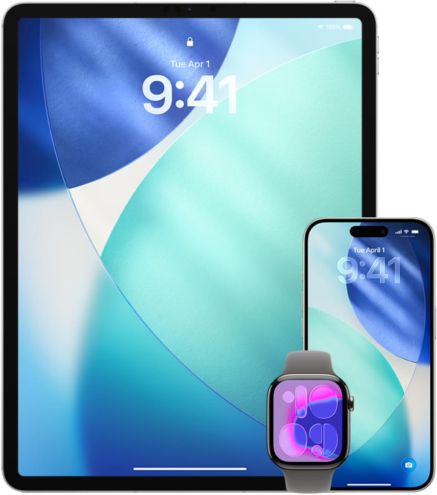 An iPhone, iPad, and Apple Watch.