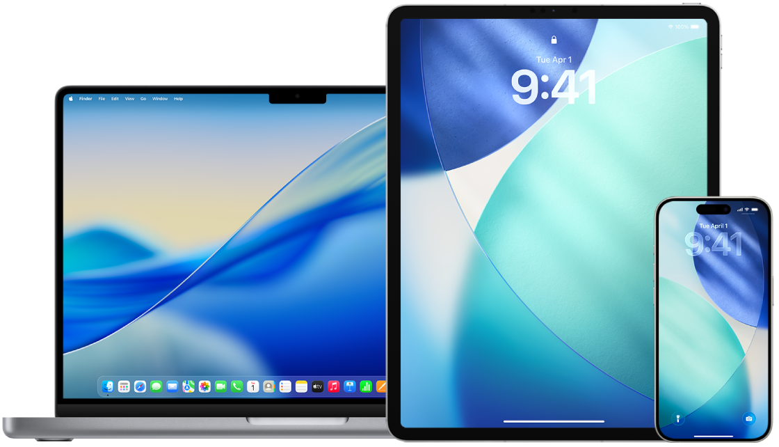A Mac, an iPad, and an iPhone.