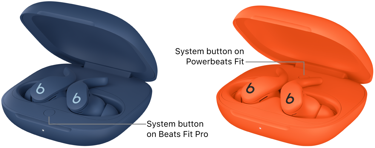 The system button on Beats Fit Pro and Powerbeats Fit, located inside the charging case.