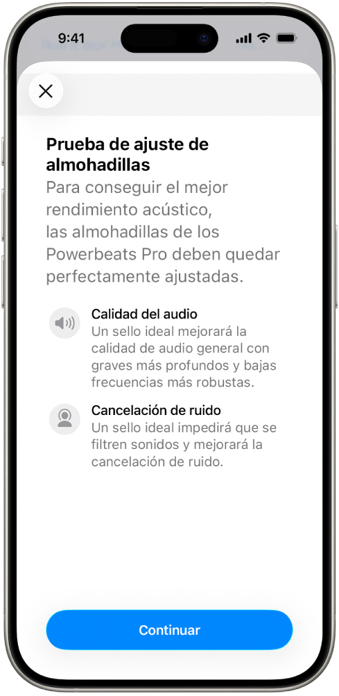 La pantalla de un iPhone mostrando la prueba de almohadillas.