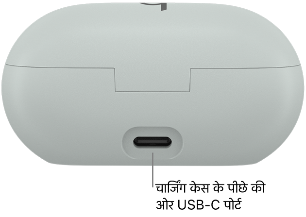 Beats Solo Buds चार्जिंग केस के पीछे USB-C चार्जिंग पोर्ट।