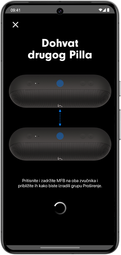 Zaslon aplikacije Beats “Dohvati drugi Pill”.