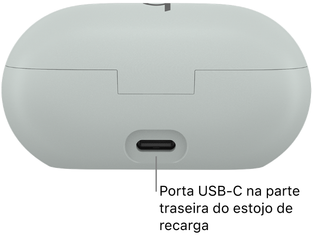 Porta de carregamento USB-C na parte traseira do estojo de recarga dos Beats Solo Buds.