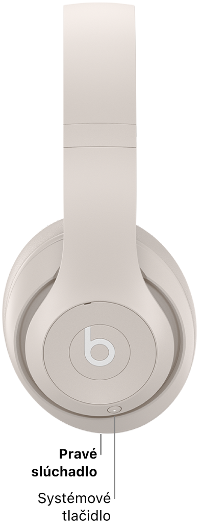 Systémové tlačidlo na slúchadlách Beats Studio Pro umiestnené na pravom slúchadle.