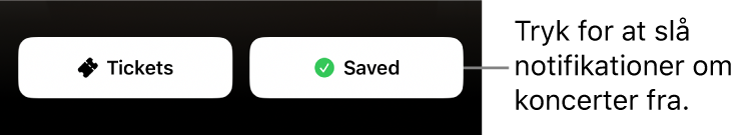 Knappen Save (Gem) er aktiveret (med et hak) i koncertguiden i Shazam