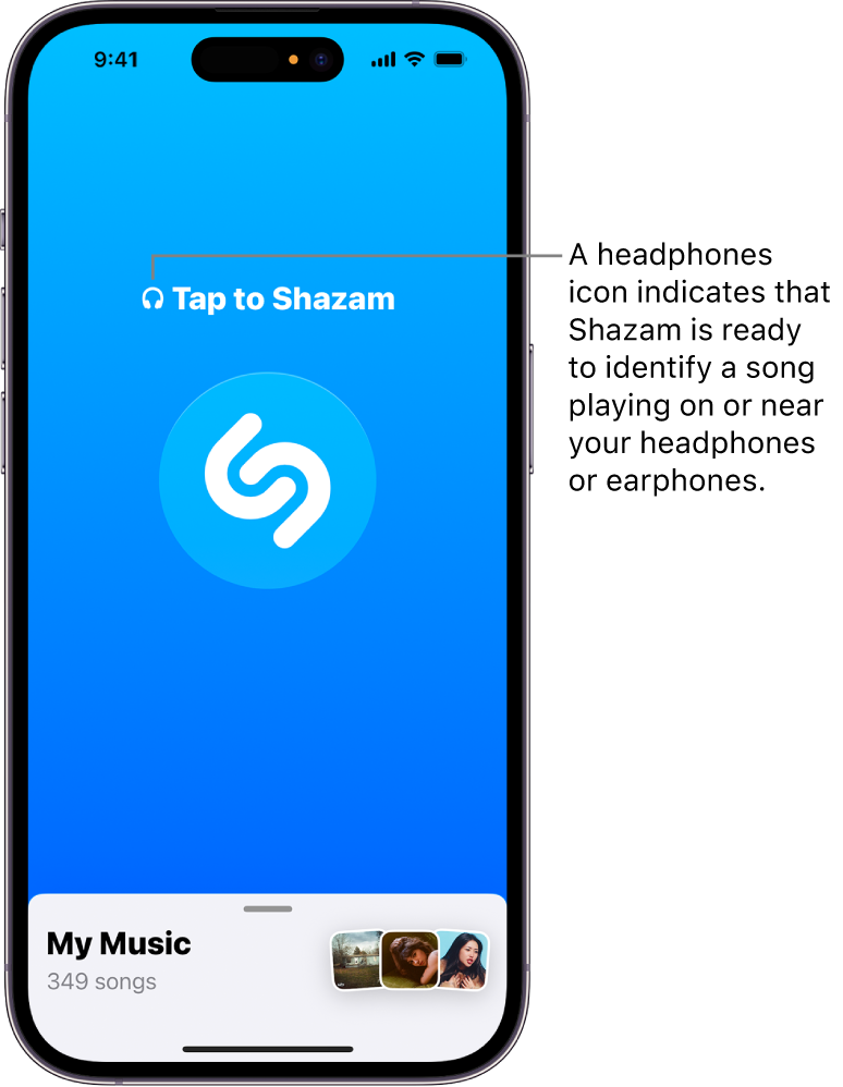 Shazam app showing connected headphones
