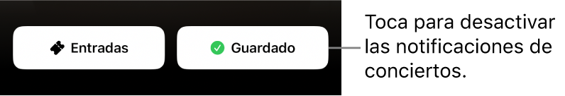 Botón Guardar activo (con marca de verificación) en la “Guía del concierto” de la app Shazam.