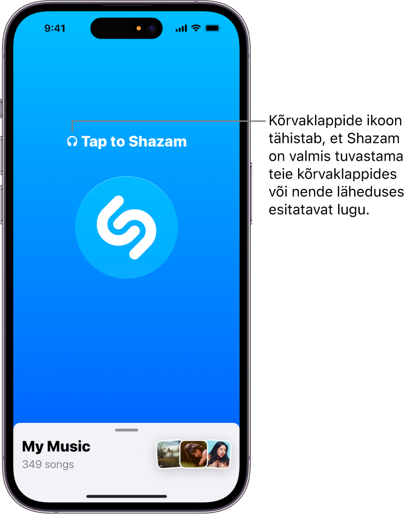 Shazami rakendus näitab ühendatud kõrvaklappe.