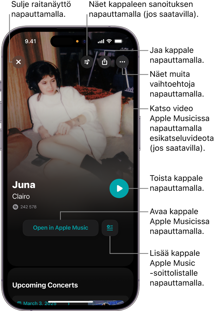 iPhonen kappalenäytön säätimet