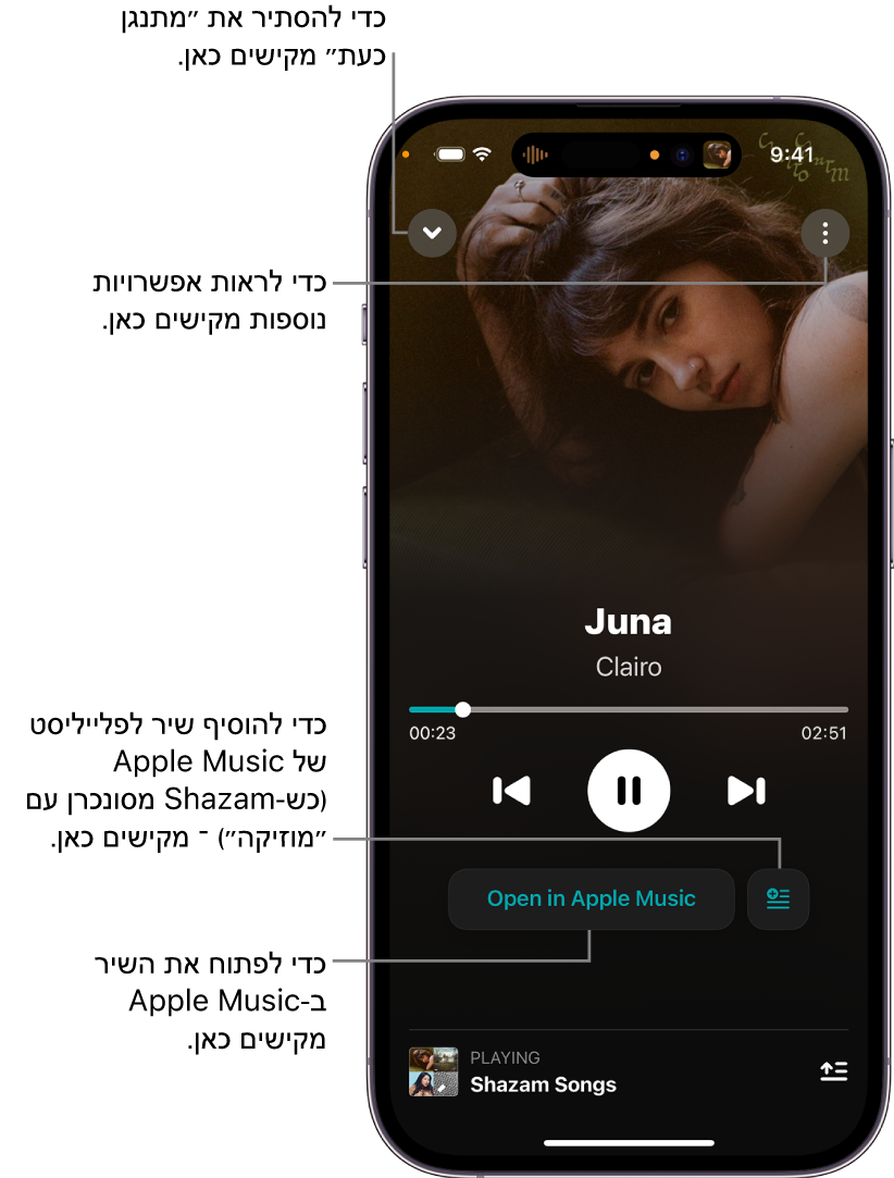 הפקדים של המסך ״מתנגן כעת״