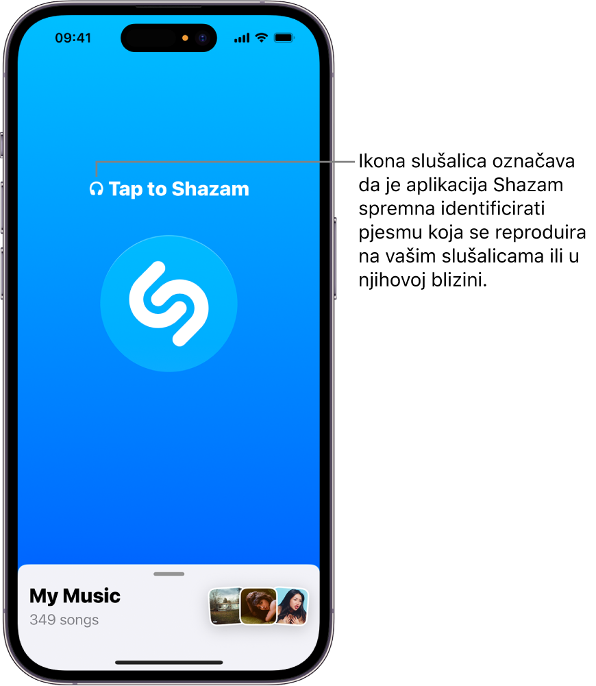 U aplikaciji Shazam prikazuju se spojene slušalice