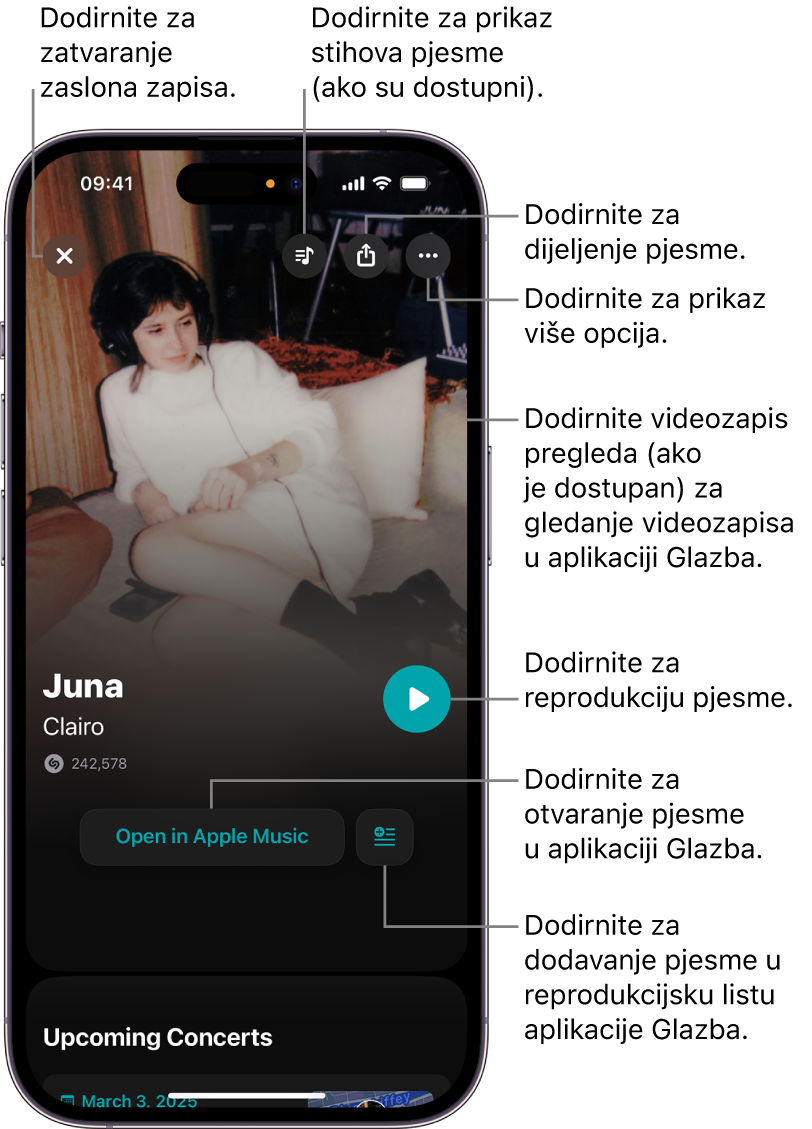 Kontrole zaslona zapisa na iPhoneu