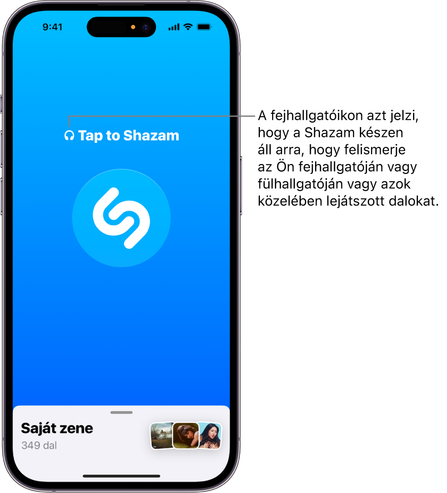A Shazam app a csatlakoztatott fejhallgatóval