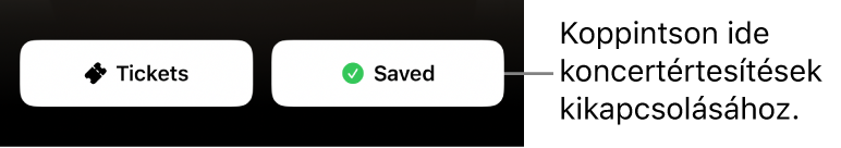 Aktív Save (Mentés) gomb (pipa jellel) a Shazam Concert Guide (Koncert-útikalauz) funkciójában