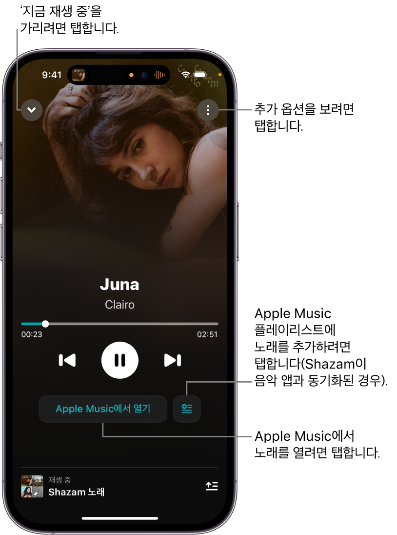 지금 재생 중 화면 제어기