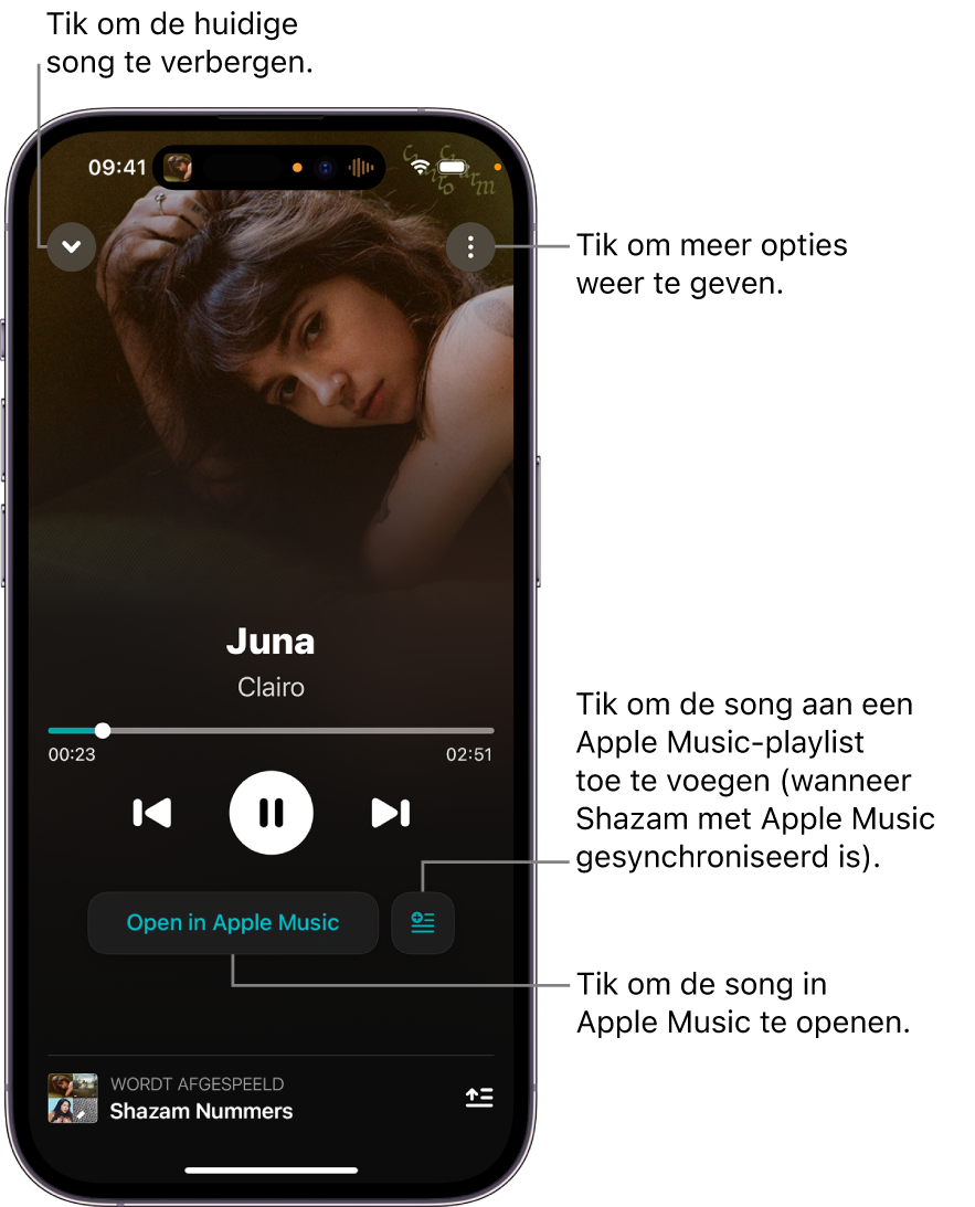 Regelaars in het scherm 'Huidige'