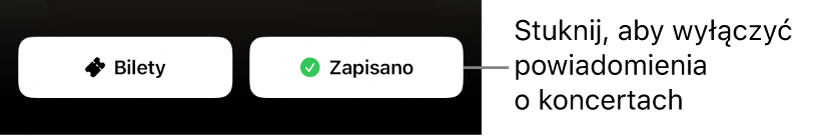 Aktywny przycisk Zachowaj (z ikoną zaznaczenia) w przewodniku koncertowym w aplikacji Shazam