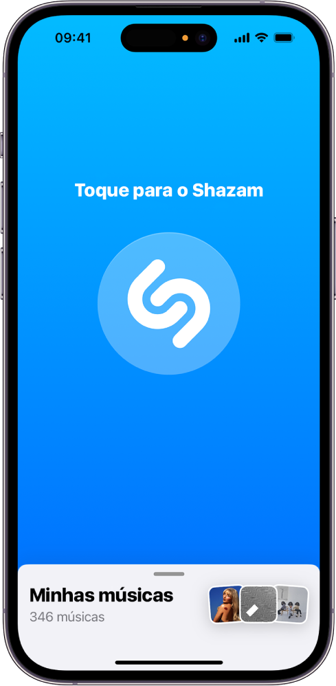 Tela principal do app Shazam com o botão Shazam