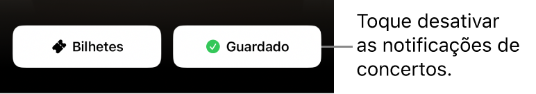 O botão “Guardar ativo” (com um visto) no Guia de concertos do Shazam